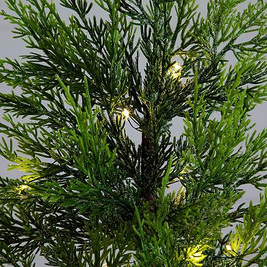 Nearly Natural 32-in. Pre-Lit Artificial Lightly Snowed Cypress Christmas Tree