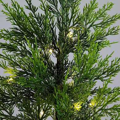 Nearly Natural 32-in. Pre-Lit Artificial Lightly Snowed Cypress Christmas Tree