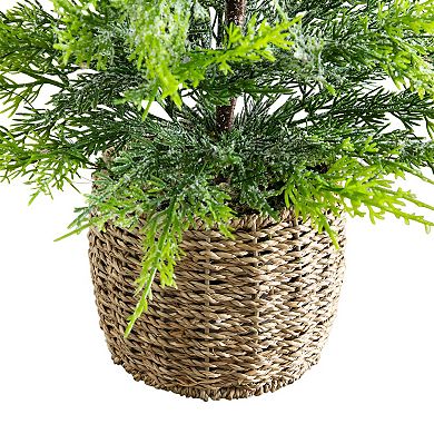 Nearly Natural 32-in. Pre-Lit Artificial Lightly Snowed Cypress Christmas Tree