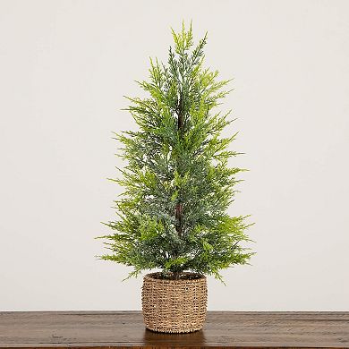 Nearly Natural 32-in. Pre-Lit Artificial Lightly Snowed Cypress Christmas Tree