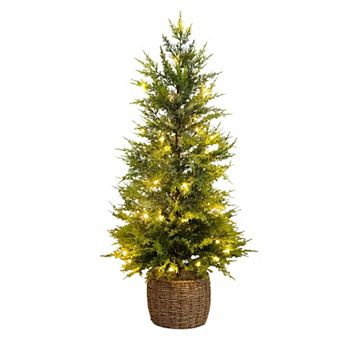 nearly natural 3-ft. Pre-Lit Artificial Lightly Snowed Cypress Christmas Tree