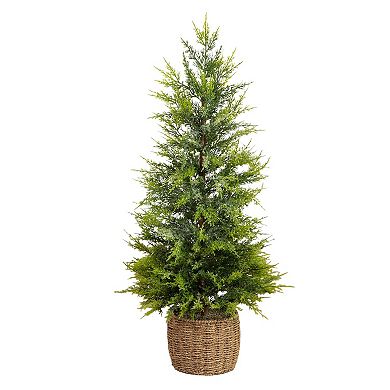 Nearly Natural 3-ft. Pre-Lit Artificial Lightly Snowed Cypress Christmas Tree