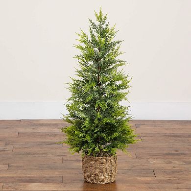 Nearly Natural 3-ft. Pre-Lit Artificial Lightly Snowed Cypress Christmas Tree