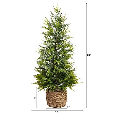 Nearly Natural 3-ft. Pre-Lit Artificial Lightly Snowed Cypress Christmas Tree