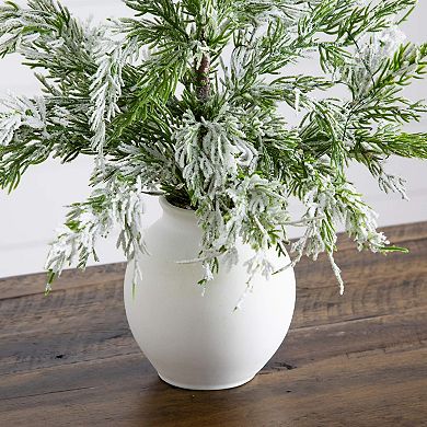 nearly natural 18-in. Pre-Lit Artificial Mini Snowed Cypress Christmas Tree