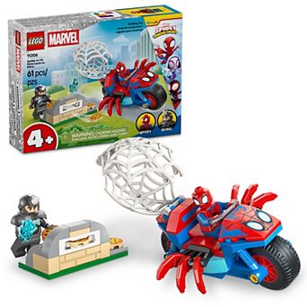 LEGO Marvel Spidey & His Amazing Friends Spidey on Motorcycle vs. Rhino Building Toy