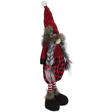 Northlight Buffalo Plaid Girl Gnome Christmas Figure - 17 Inches