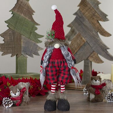 Northlight Buffalo Plaid Girl Gnome Christmas Figure - 17 Inches