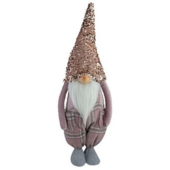 Northlight Plaid Christmas Gnome with Sequin Hat - 24-Inch Figurine Decor