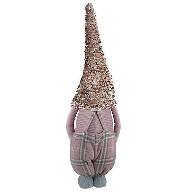 Northlight Plaid Christmas Gnome with Sequin Hat - 24-Inch Figurine Decor