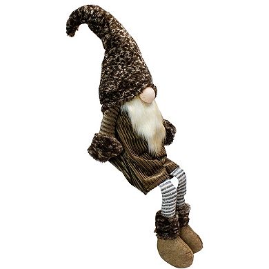 Northlight Sitting Christmas Gnome with Striped Dangling Legs - 34 Inches Floor Decor