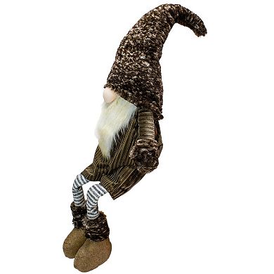 Northlight Sitting Christmas Gnome with Striped Dangling Legs - 34 Inches Floor Decor