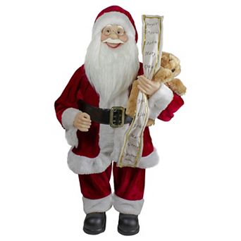 Northlight Standing Santa with Teddy Bear & List Christmas Figure - 24 in