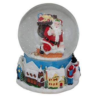 Northlight Santa Coming Down the Chimney Snow Globe 6.5-Inch Table Decor
