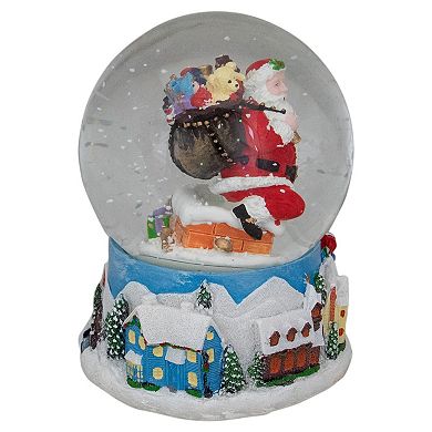 Northlight Santa Coming Down the Chimney Snow Globe 6.5-Inch Table Decor
