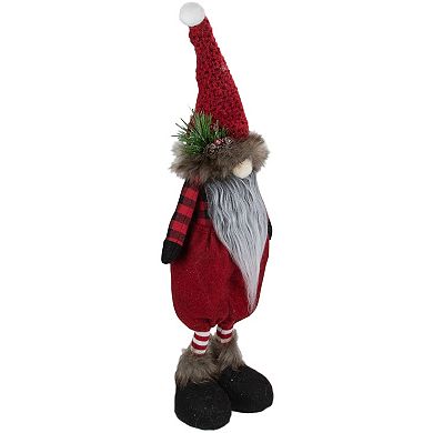 Northlight Standing Gnome with Berry Pine Christmas Figure 17-Inch Floor Decor