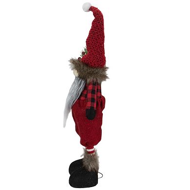 Northlight Standing Gnome with Berry Pine Christmas Figure 17-Inch Floor Decor