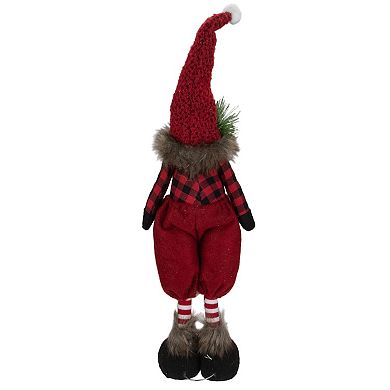Northlight Standing Gnome with Berry Pine Christmas Figure 17-Inch Floor Decor
