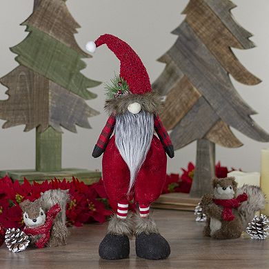 Northlight Standing Gnome with Berry Pine Christmas Figure 17-Inch Floor Decor