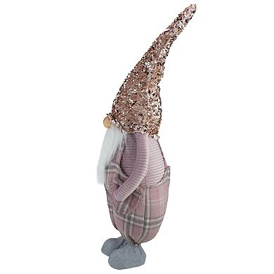 Northlight Plaid Christmas Gnome with Sequin Hat 24-Inch Floor Decor