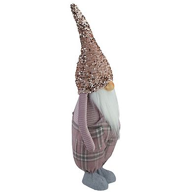 Northlight Plaid Christmas Gnome with Sequin Hat 24-Inch Floor Decor