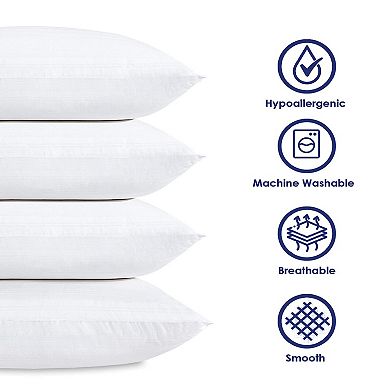 Home Sweet Home 4-pack Hypoallergenic Down-alternative Embossed Dobby Stripe Bed Pillows
