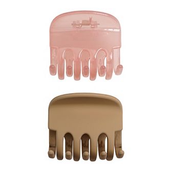 Emberly 2 pk Pink & Tan Hair Clips