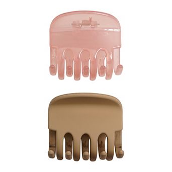 Emberly 2 pk Pink & Tan Hair Clips