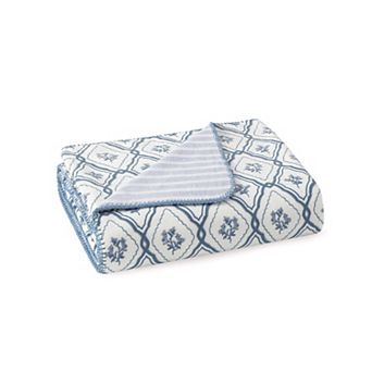 Laura Ashley Reversible Coco Flannel Throw Blanket