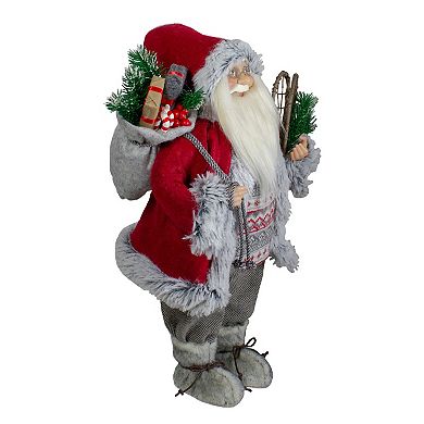 Northlight Standing Santa Figure with Snow Shoes & Presents Floor Decor
