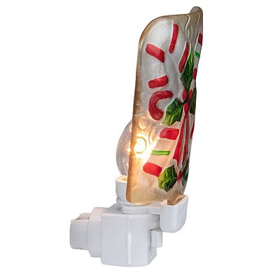 Northlight 6-in. White and Red Candy Canes Glass Christmas Night Light