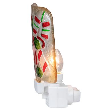 Northlight 6-in. White and Red Candy Canes Glass Christmas Night Light