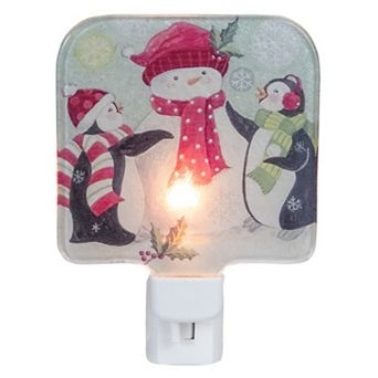 Northlight 4 in Snowman & Penguins Glass Christmas Night Light