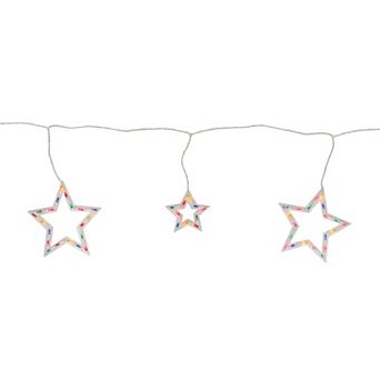 Northlight Star Shaped Icicle Christmas Lights - 7' White Wire - 6 pk