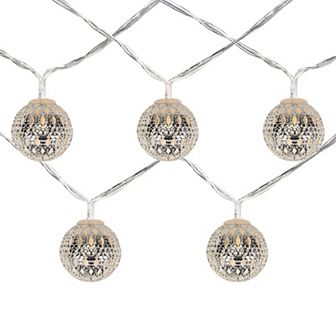 Northlight 3-ft. 10-Count Battery-Operated Metal Ball Christmas Lights