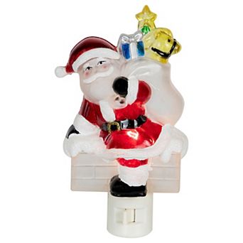Northlight Glittered Santa Climbing Chimney Night Light