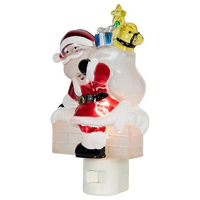 Northlight Glittered Santa Climbing Chimney Night Light