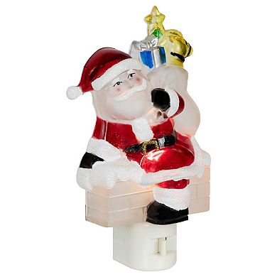 Northlight Glittered Santa Climbing Chimney Night Light