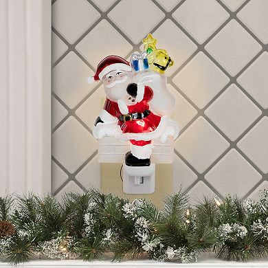 Northlight Glittered Santa Climbing Chimney Night Light