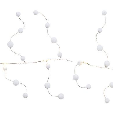 Northlight 10-Count Warm White LED Pom Pom Garland Christmas Lights 4.25-ft. Clear Wire