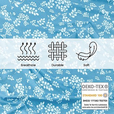 Lux Decor Floral Bed Sheets with Pillowcases Microfiber Deep Pocket Printed Sheet Set