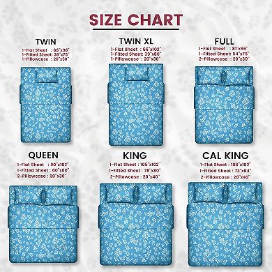 Lux Decor Floral Bed Sheets with Pillowcases Microfiber Deep Pocket Printed Sheet Set