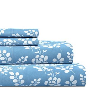 Lux Decor Floral Bed Sheets with Pillowcases Microfiber Deep Pocket Printed Sheet Set