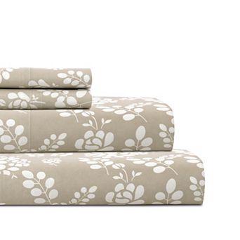 Lux Decor Floral Bed Sheets with Pillowcases Microfiber Deep Pocket Printed Sheet Set