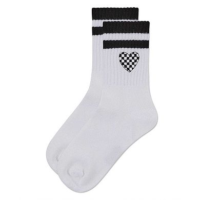Girls' Checkered Heart Crew Socks