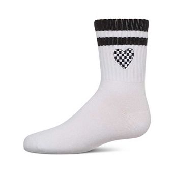 Girls' Checkered Heart Crew Socks