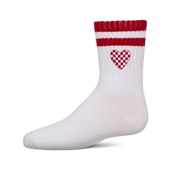 Girls' Checkered Heart Crew Socks