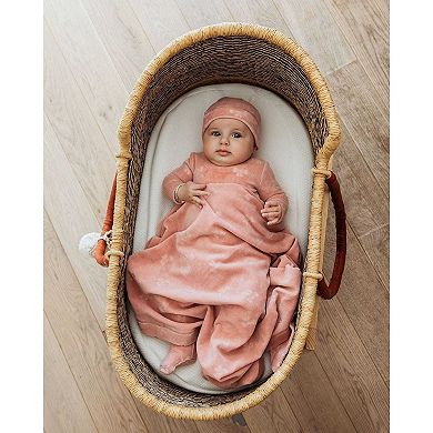 3 Piece Baby Girls "Velvet Bow" Cotton Rich Velour Footie Set