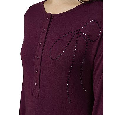 Women's Rhinestone-Bow-Trimmed Modal Blend Nightgown