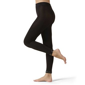 Women's Opaque Sequin-Trimmed Footless Tights